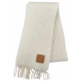 Stola con frange in lana mohair Loewe color Avorio