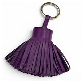 Hermes Carmen Violet Schlüsselanhänger mit Silberbeschlag - Hermès