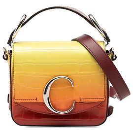 Borsa Chloé Yellow Mini Ombre in pelle con stampa coccodrillo e dettaglio C