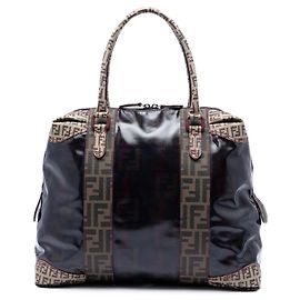 Fendi Black Large Zucca beschichtete Canvas B Mix Tote