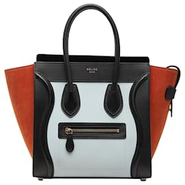 Tote Luggage in nubuck e pelle di vitello tricolore micro bianco Celine - Céline