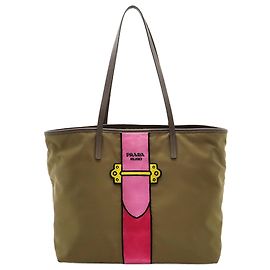Prada Tote Brown Saffiano Trimmed Tessuto Velluto Ricamo Trompe L oeil
