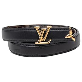 Cintura reversibile Pretty LV in pelle nera e monogram Louis Vuitton