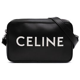 Céline Bolsa Messenger Celine em couro de bezerro liso preto com logotipo