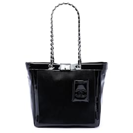 Tote Mademoiselle Turnlock in pony hair nero e vernice Chanel