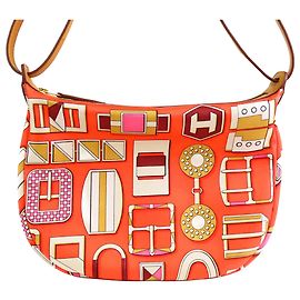 Hermès Orange Silk and Swift Carre En Boucles Sursoie To Go Pouch