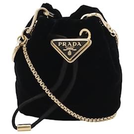 Prada Mini-Kordelzug-Beutel aus schwarzem Samt