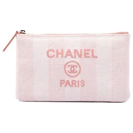Chanel Pink Small Raffia Deauville O Case Clutch