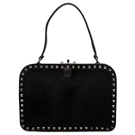 Bolsa Valentino Black Pony Hair Rockstud de mão