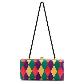 Clutch Minaudière Harlequin in Velluto Multicolore Miu Miu con Tracolla
