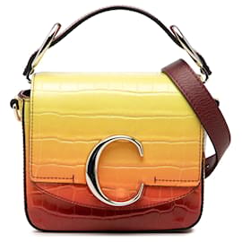 Chloé Yellow Mini Croc Embossed Ombre Calfskin C Satchel Tasche