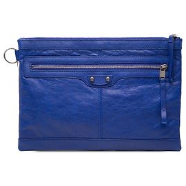 Clutch Balenciaga Blue Lambskin Motocross Classic Clip M