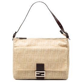Borsa a tracolla Fendi in tela Zucca marrone