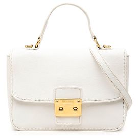 Miu Miu Satchel aus weißem Ziegenleder Madras mit Push Lock Verschluss