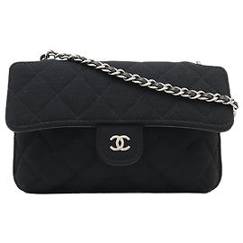 Tote Pieghevole Chanel Black Canvas Graffiti in Jersey Flap