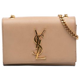 Saint Laurent Beige Small Grain De Poudre Monogram Kate Crossbody