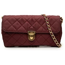 Prada Red Impuntu Tessuto Chain Crossbody