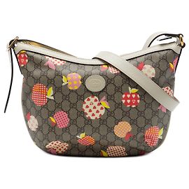 Gucci Beige Small GG Supreme Les Pommes Ophidia Half Moon Crossbody