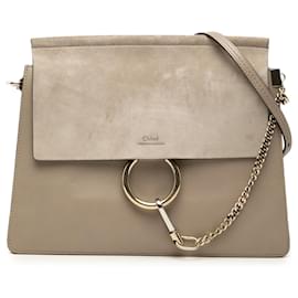 Borsa a tracolla Faye in pelle grigia media Chloé