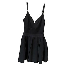 Chanel Schwarzes Viskose-Mix Camisole Kleid mit CC-Logo