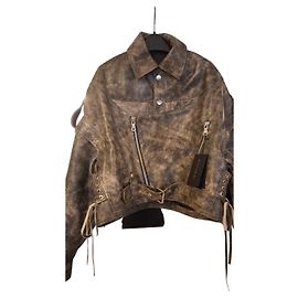 Autre Marque MANOKHI Cropped Leder-Bikerjacke