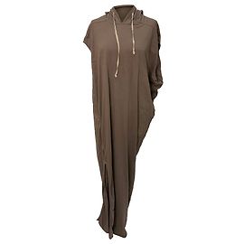 Vestido largo con capucha Edfu de Rick Owens en algodón marrón