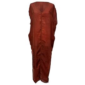 Vestido maxi Arrowhead de Rick Owens en cupro marrón