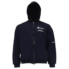 Balenciaga WFP Regular Zip-Up Hoodie aus Navy-Baumwolle