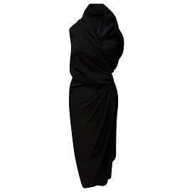 Abito midi con scollo a cappuccio Rick Owens in seta nera