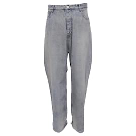 Jeans a gamba dritta Balenciaga con effetto vissuto in cotone azzurro chiaro