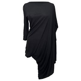 Vestido mini drapeado de manga larga Rick Owens en viscosa negra