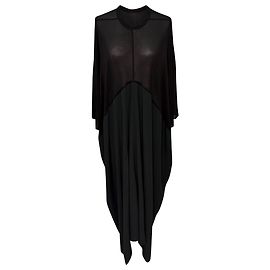 Vestido maxi Kite Crewneck Rick Owens en cupro negro