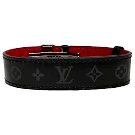 Bracciale reversibile con cerniera Louis Vuitton Rouge Monogram Eclipse Canvas in pelle nera