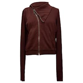 Rick Owens Asymmetrischer Zip-Up Sweatshirt aus Baumwolle in Burgundy