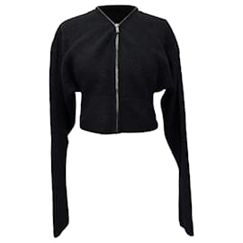 Rick Owens Batwing Klaus Zip Cardigan aus schwarzer Alpakawolle