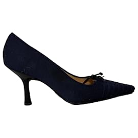 Chanel Pumps mit Schleifendetail CC aus Navy Blue Baumwolle