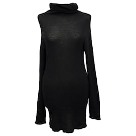 Rick Owens gerippter Rollkragenpullover aus schwarzer Wolle