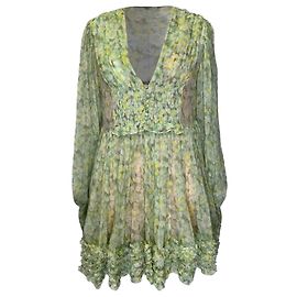 Stella Mc Cartney Vestido mini con volantes en seda floral Stella McCartney