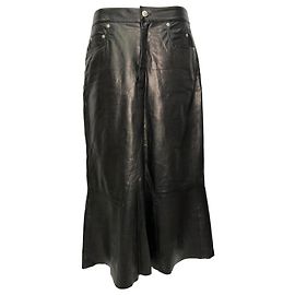 Falda midi Rick Owens en piel de cordero negro arrugado