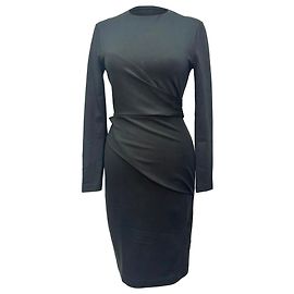 Vestido midi com amarração nas costas Diane Von Furstenberg em viscose preta