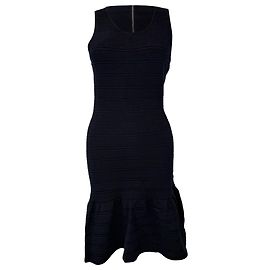Mini abito a coste con scollo rotondo Sandro in cotone blu navy