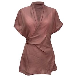 Camicetta drappeggiata Rick Owens in maglia waffle in viscosa rosa