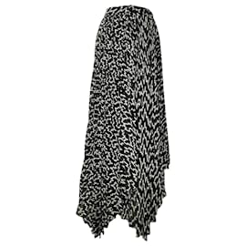 Falda midi plisada asimétrica estampada Isabel Marant Alena en gasa negra