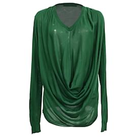 Blusa Balenciaga com gola drapeada em viscose verde