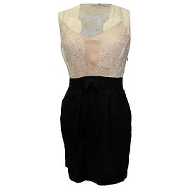 Sandro Mini-Kleid mit Spitzendetails aus weißer Viskose