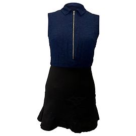 Mini abito con motivo colorblock in viscosa blu Sandro