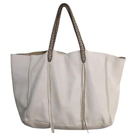 Autre Marque Borsa Tote Slim CALLISTA CRAFTS in pelle granulata bianca a tracolla Grande borsa Tote