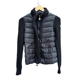 Moncler Maglione Tricot Cardigan in piumino nero