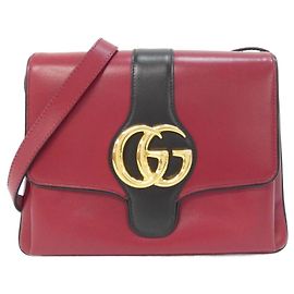 Borsa a tracolla in pelle nera e rossa Gucci 550126