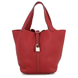 Borsa Hermes Picotin Lock MM in Rouge Casaque - Hermès